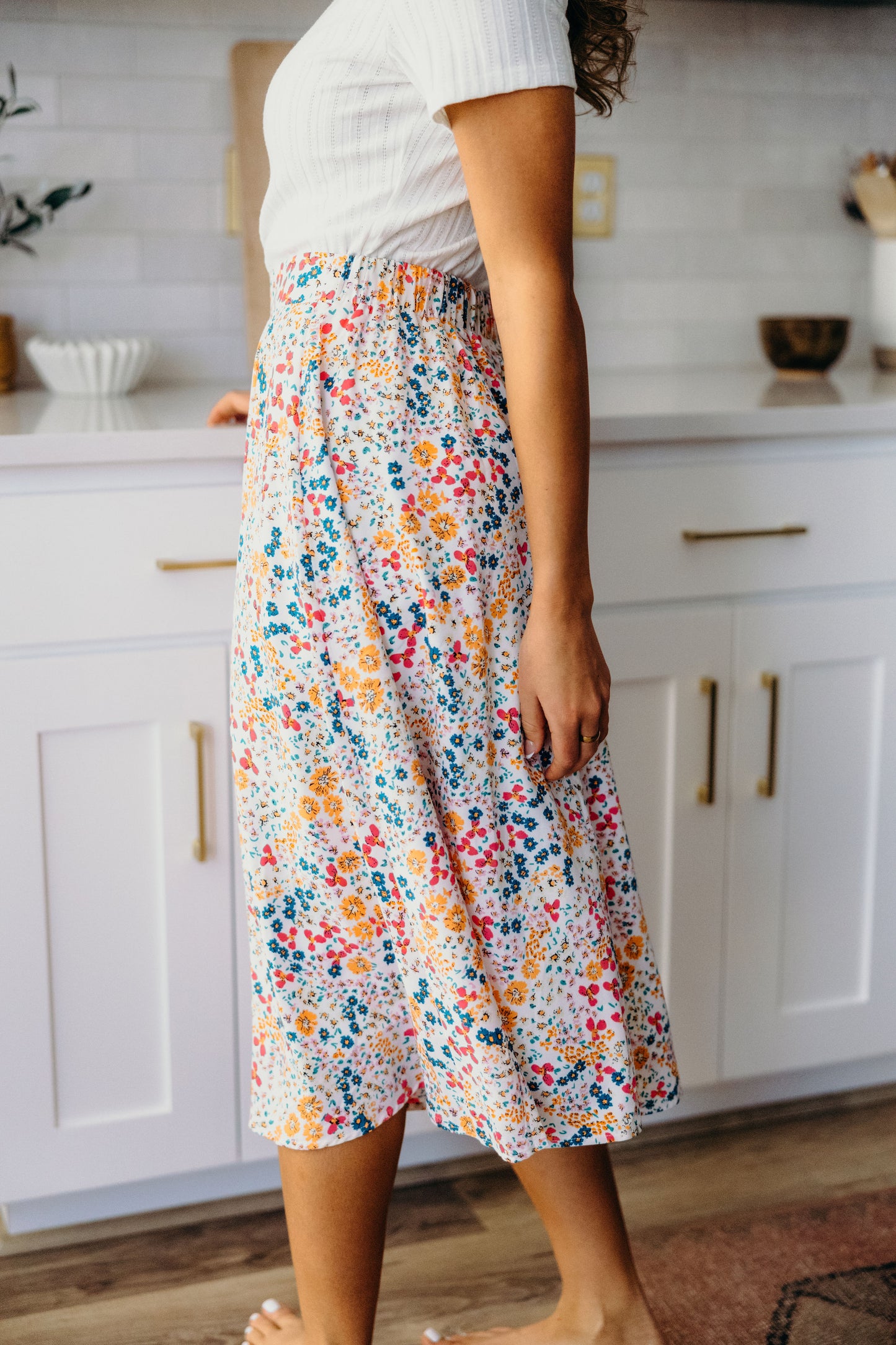 MAXI SLIP SKIRT IN CARNIVAL BOUQUET