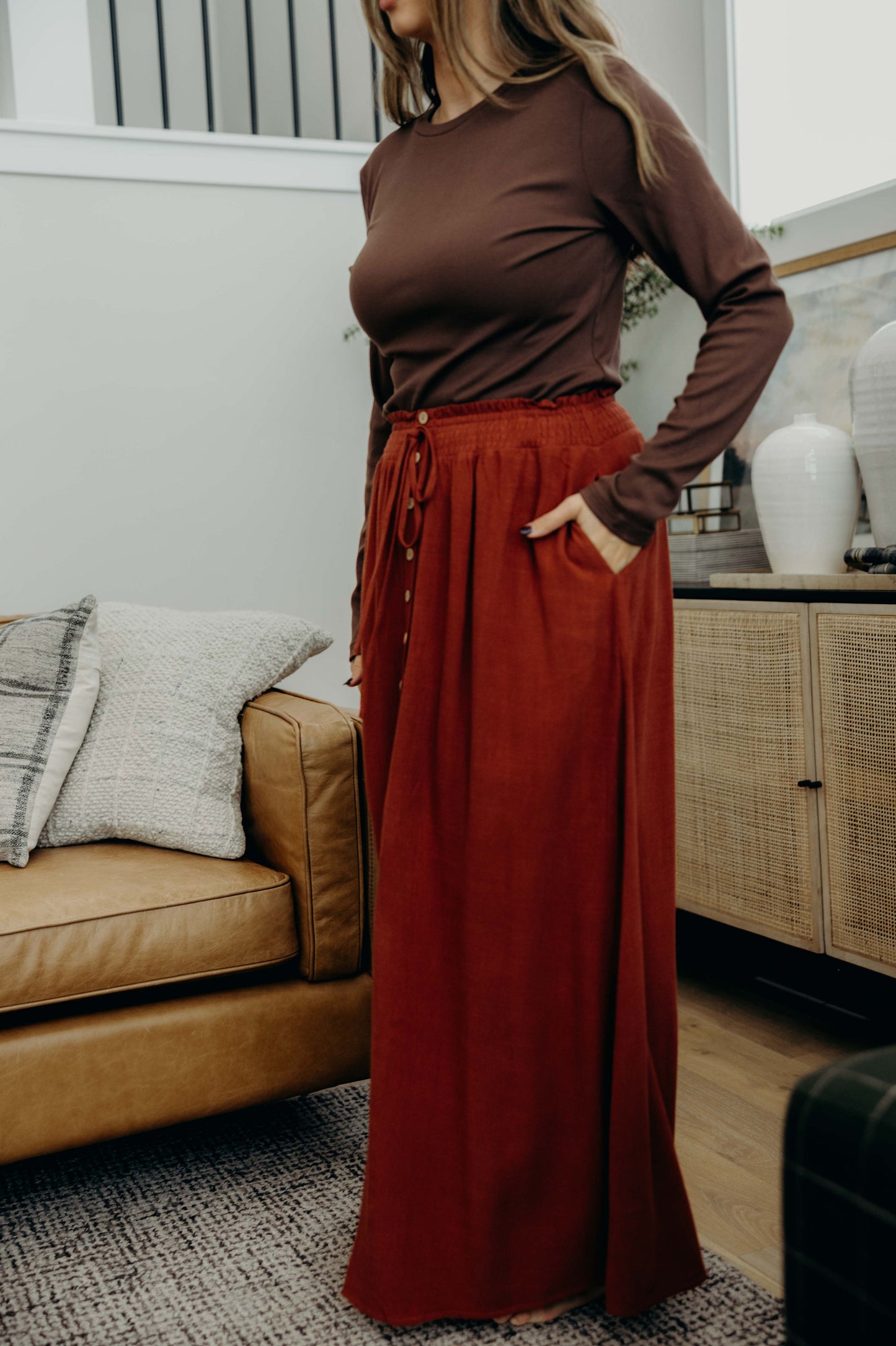 BUTTON FRONT SLIT MAXI IN AUTUMN GLAZE