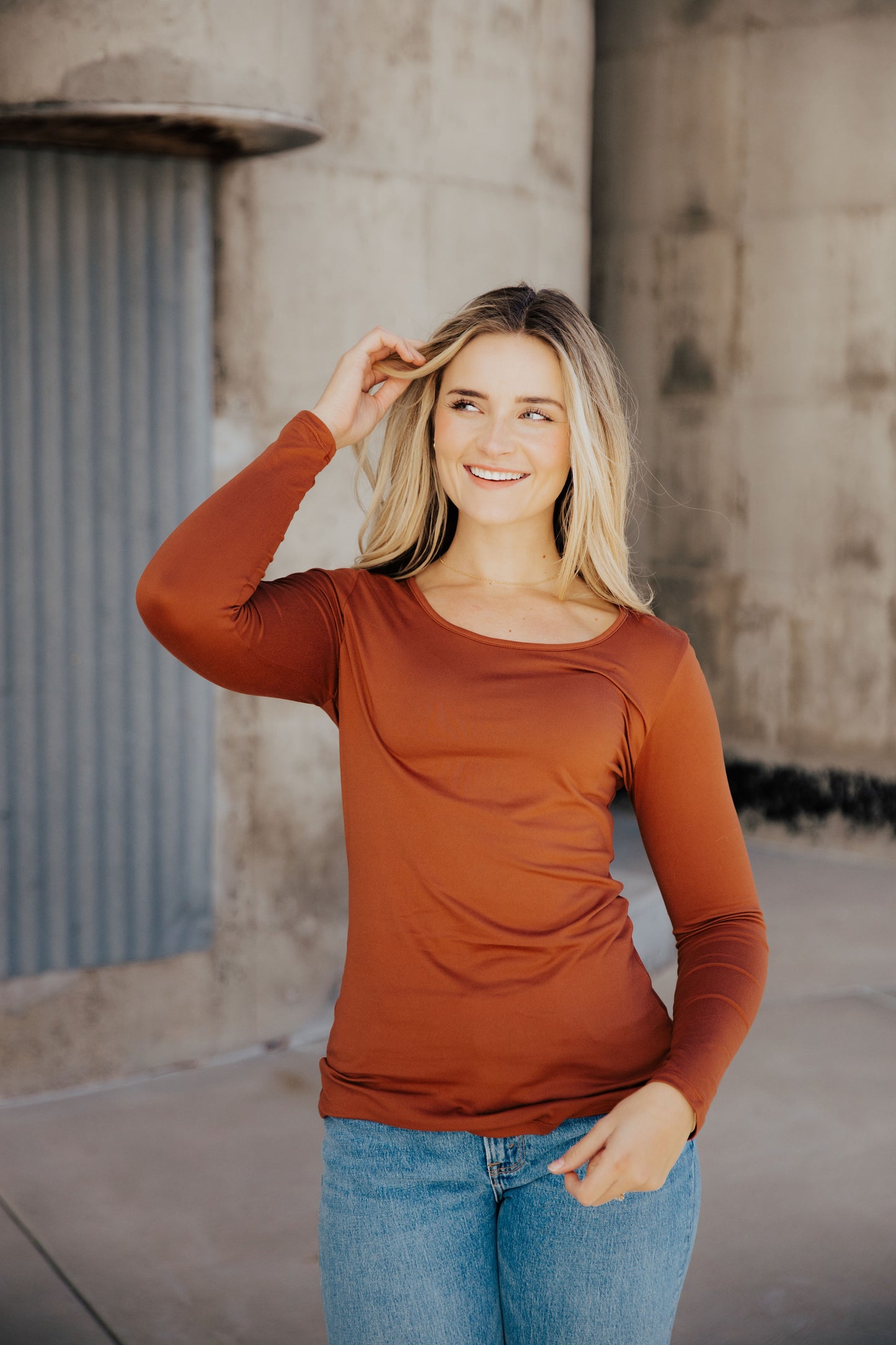 SOFT LONG SLEEVE TEE IN PAPRIKA FINAL SALE