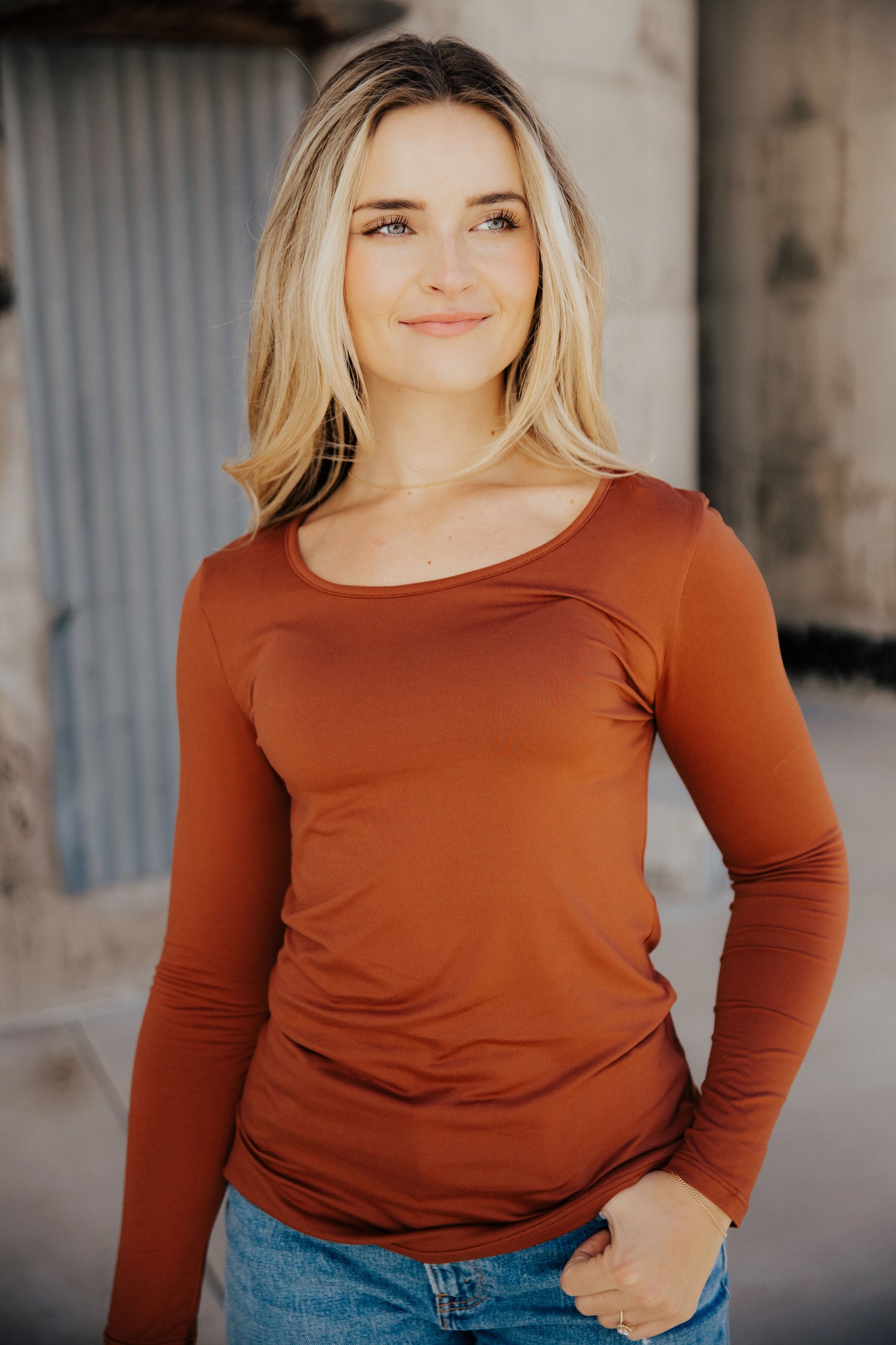 SOFT LONG SLEEVE TEE IN PAPRIKA FINAL SALE