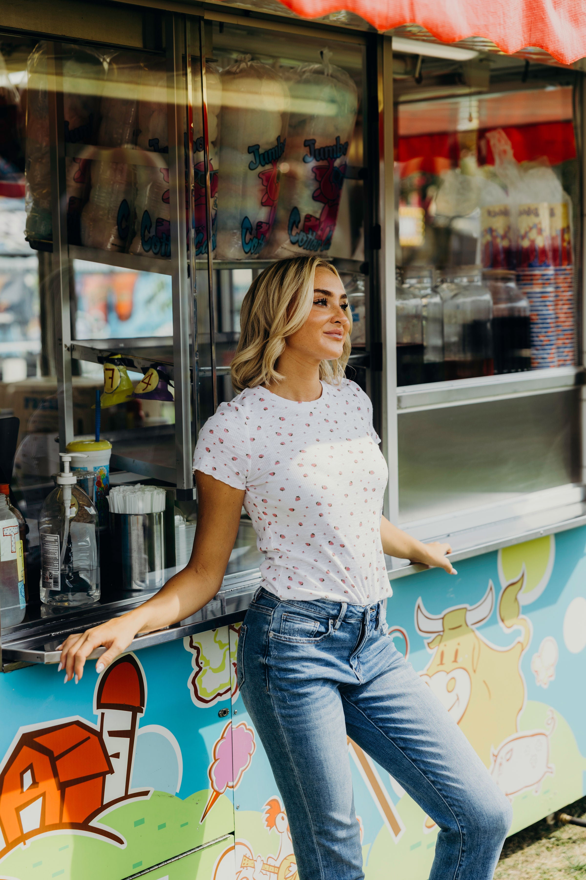 POINTELLE PRINTED TOP IN BERRY BONBON