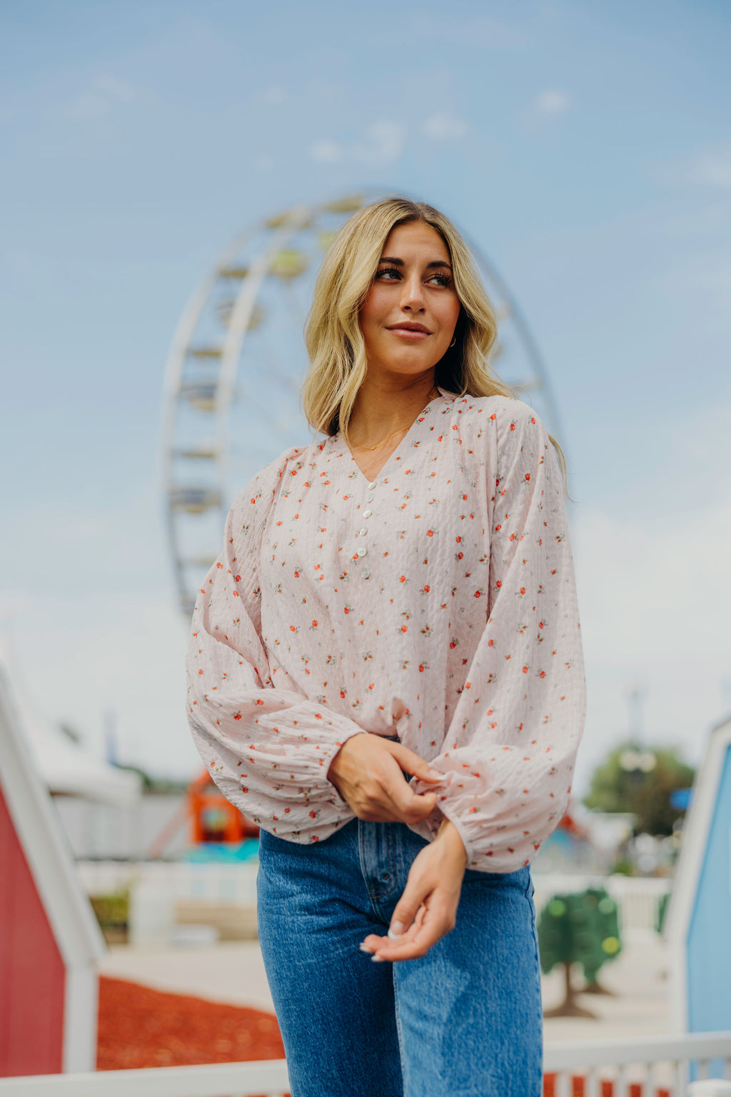 BOHO BUTTON BLOUSE IN GARDEN DOT