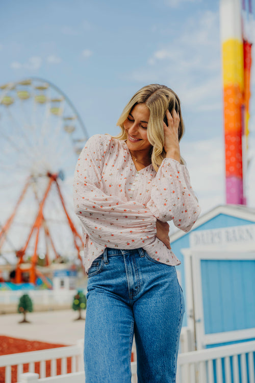 BOHO BUTTON BLOUSE IN GARDEN DOT