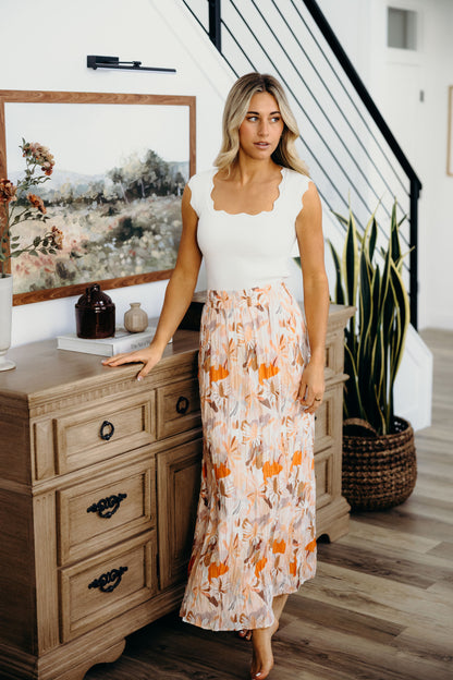 MAXI SKIRT IN MELON BLOOM