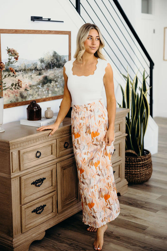 MAXI SKIRT IN MELON BLOOM