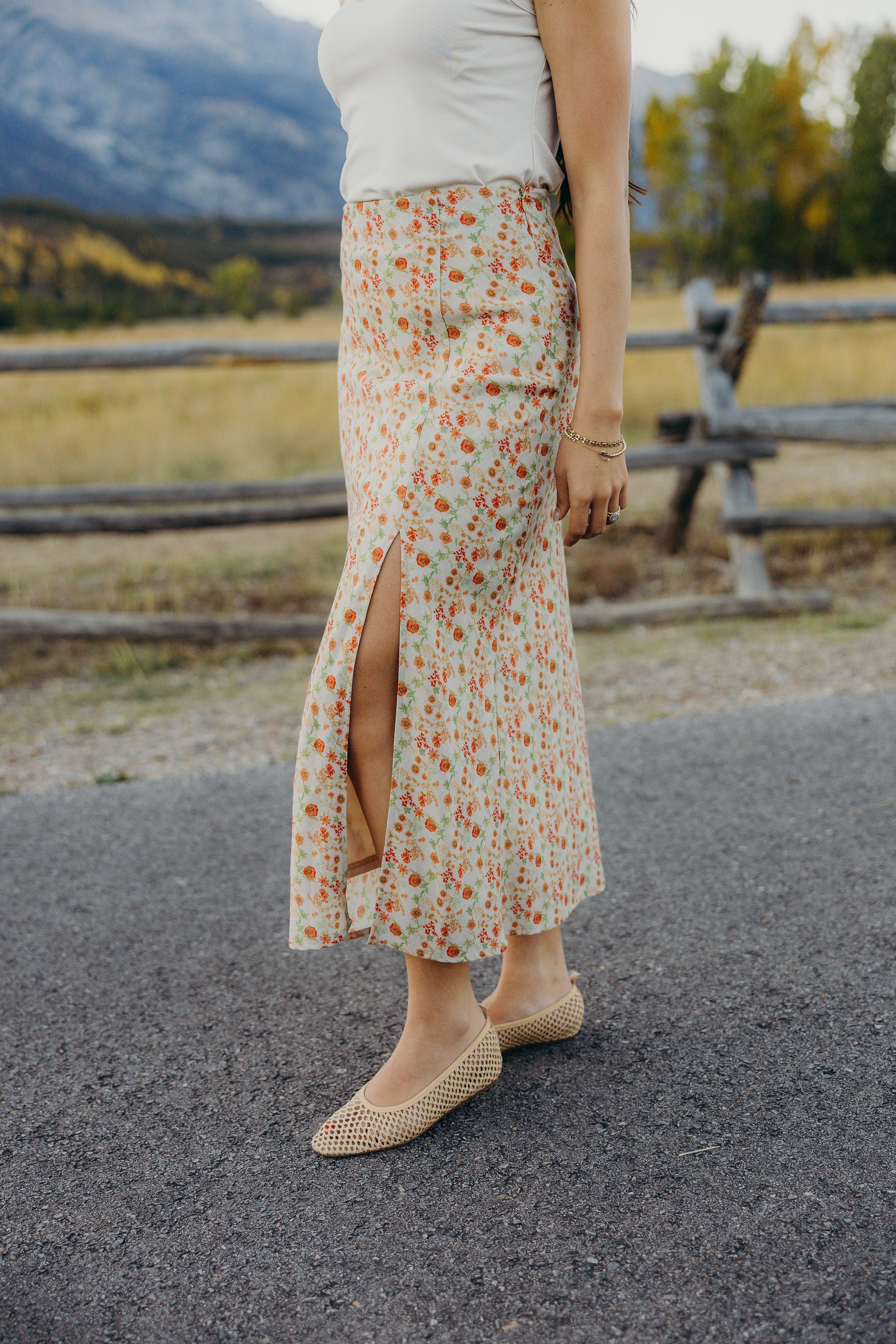 BIAS MAXI SKIRT IN PEACHWOOD
