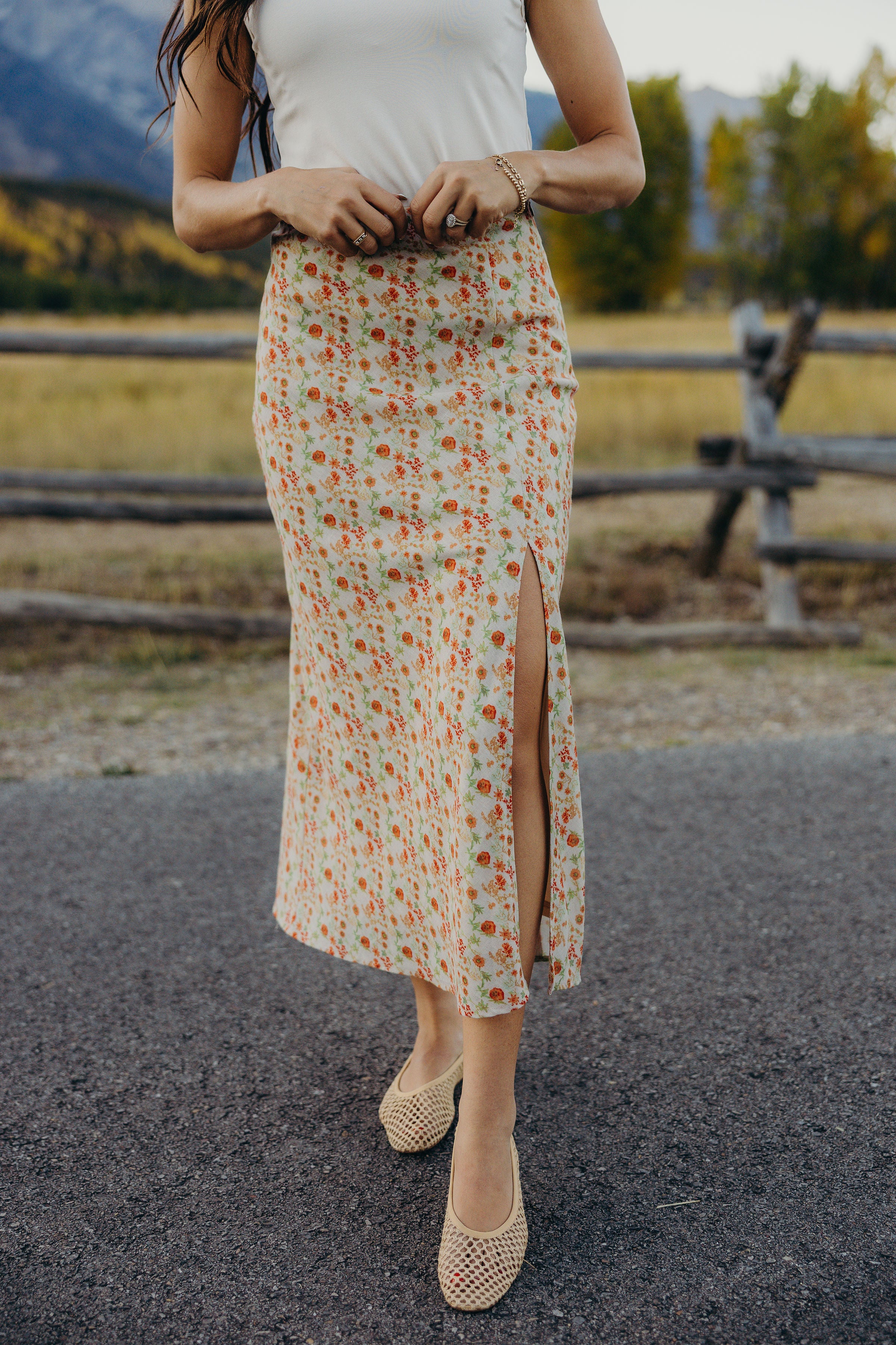BIAS MAXI SKIRT IN PEACHWOOD