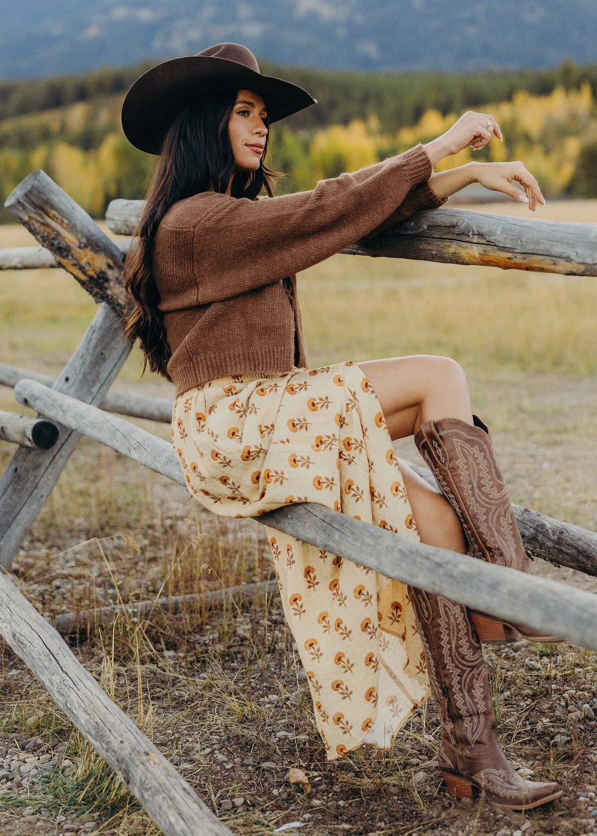 BUTTON FRONT SLIT MAXI IN HARVEST SONG