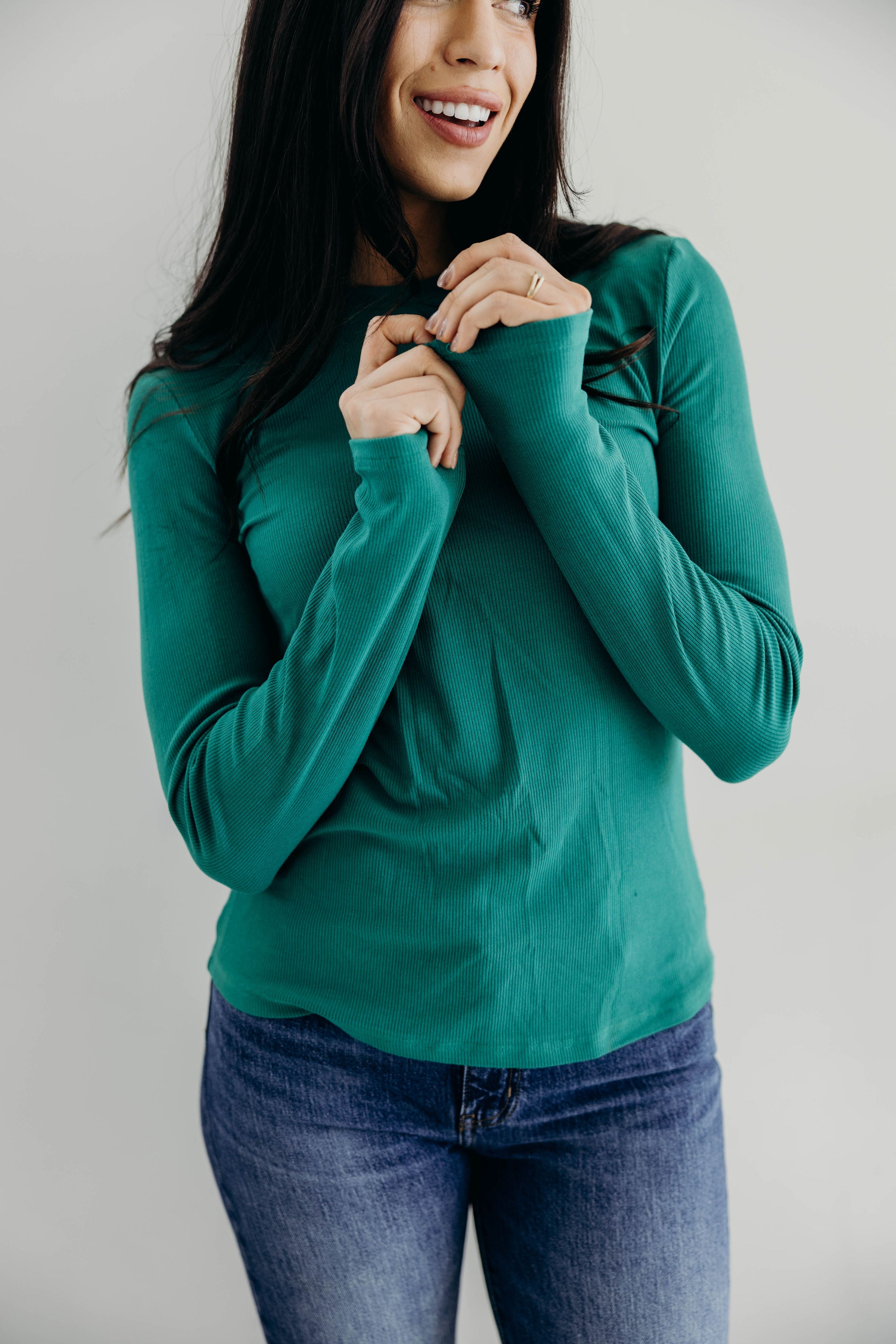HIGH NECK LONG SLEEVE TEE IN LUSH MEADOW FINAL SALE