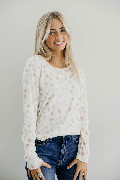 LONG SLEEVE RIBBED TEE IN DRIED ROSE