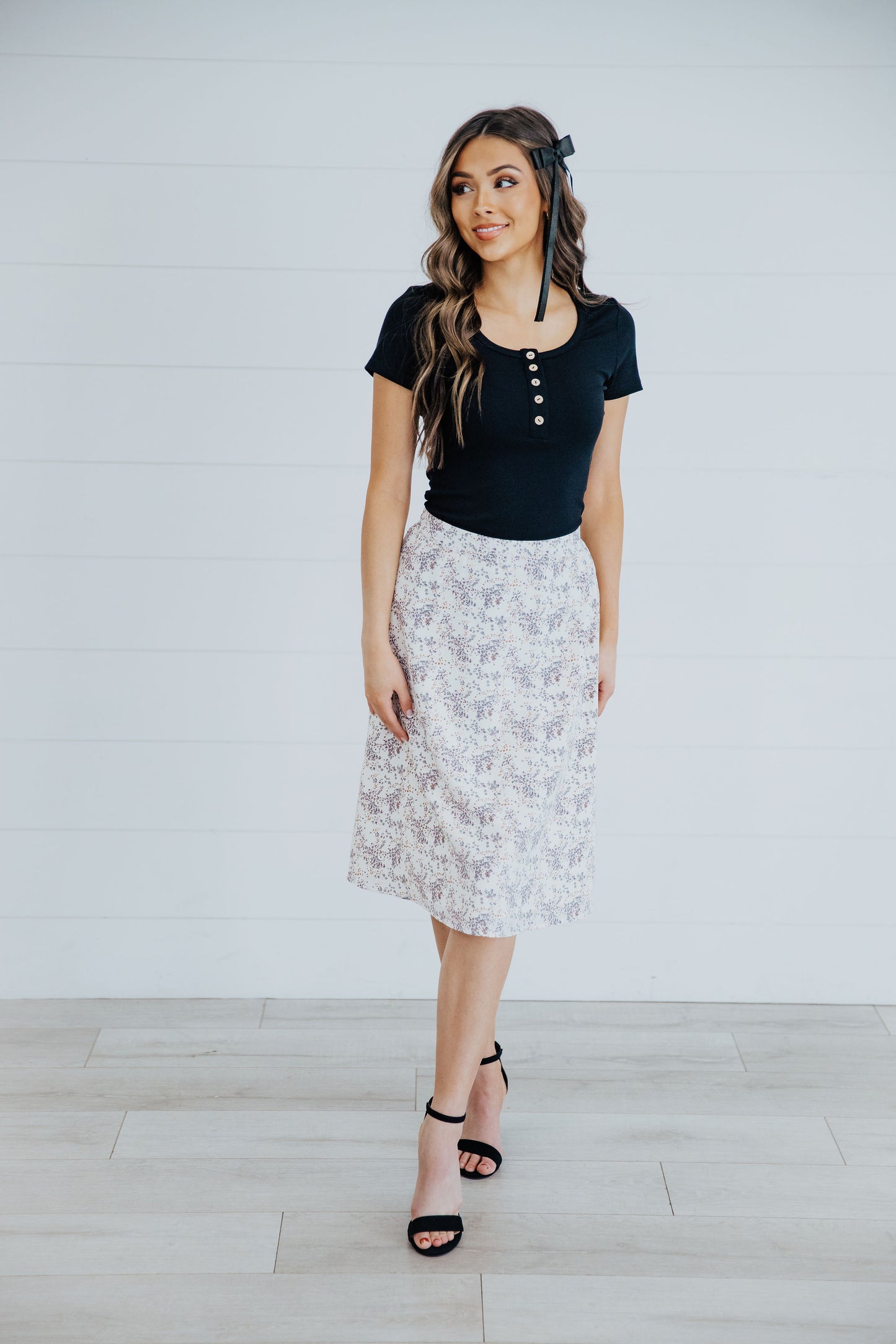 MIDI SLIP SKIRT IN MISTY BLOOM