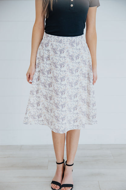 MIDI SLIP SKIRT IN MISTY BLOOM