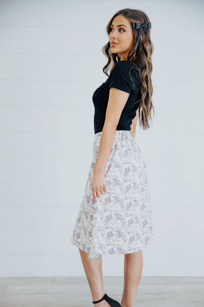 MIDI SLIP SKIRT IN MISTY BLOOM