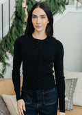 LONG SLEEVE SCALLOP CARDI IN BLACK