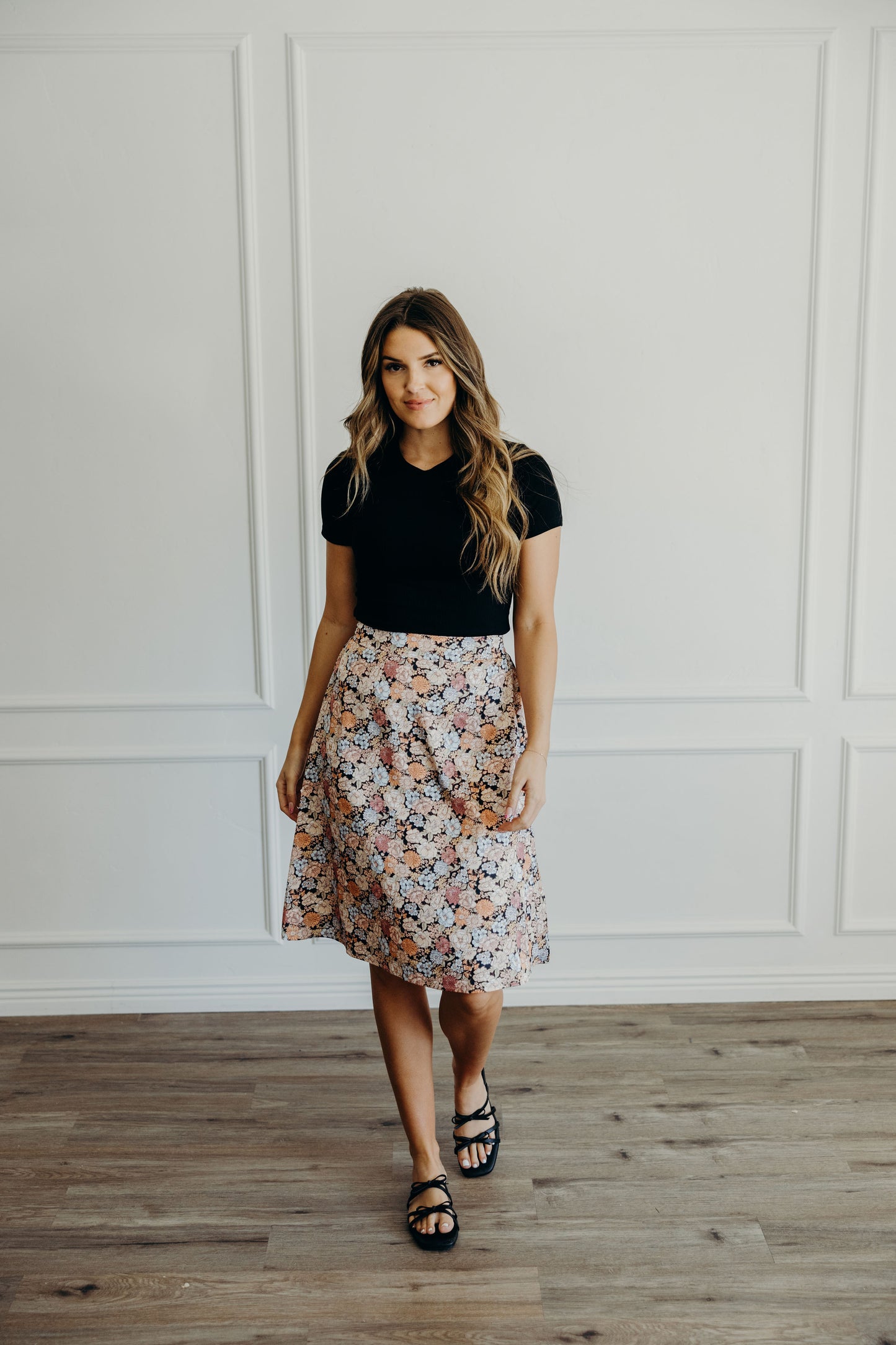 MIDI SLIP SKIRT IN GARDEN PARTY