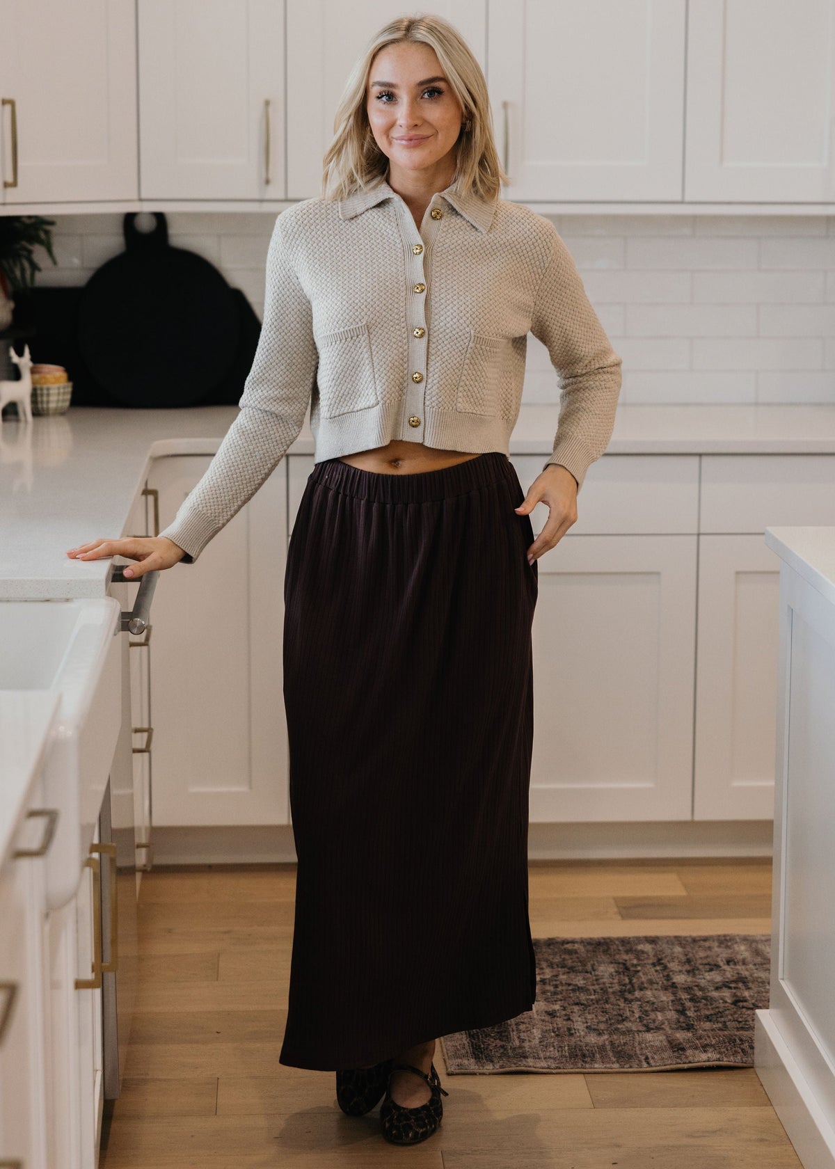 WREN RIBBED SKIRT IN MOCHA PLUM