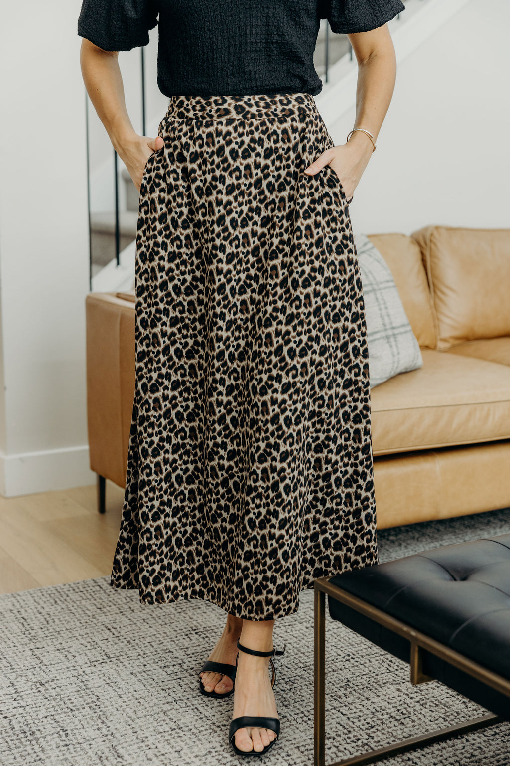 MAXI SLIP SKIRT IN LEOPARD