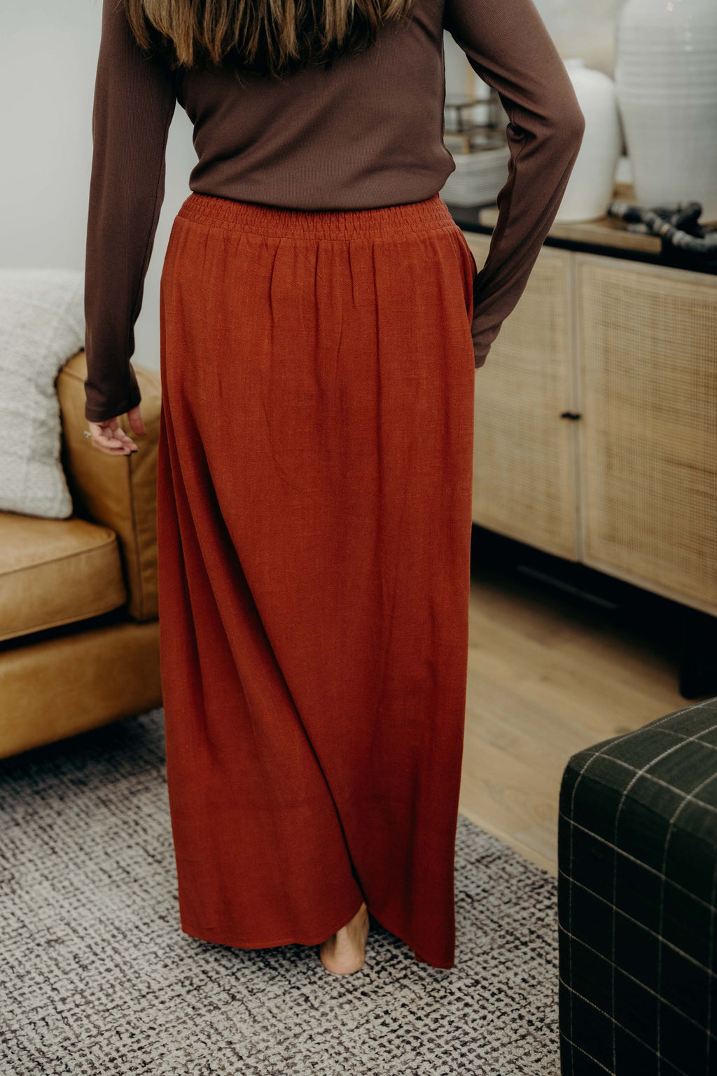 BUTTON FRONT SLIT MAXI IN AUTUMN GLAZE FINAL SALE