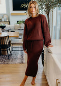 MIDI SWEATER SKIRT IN MAPLE FINAL SALE