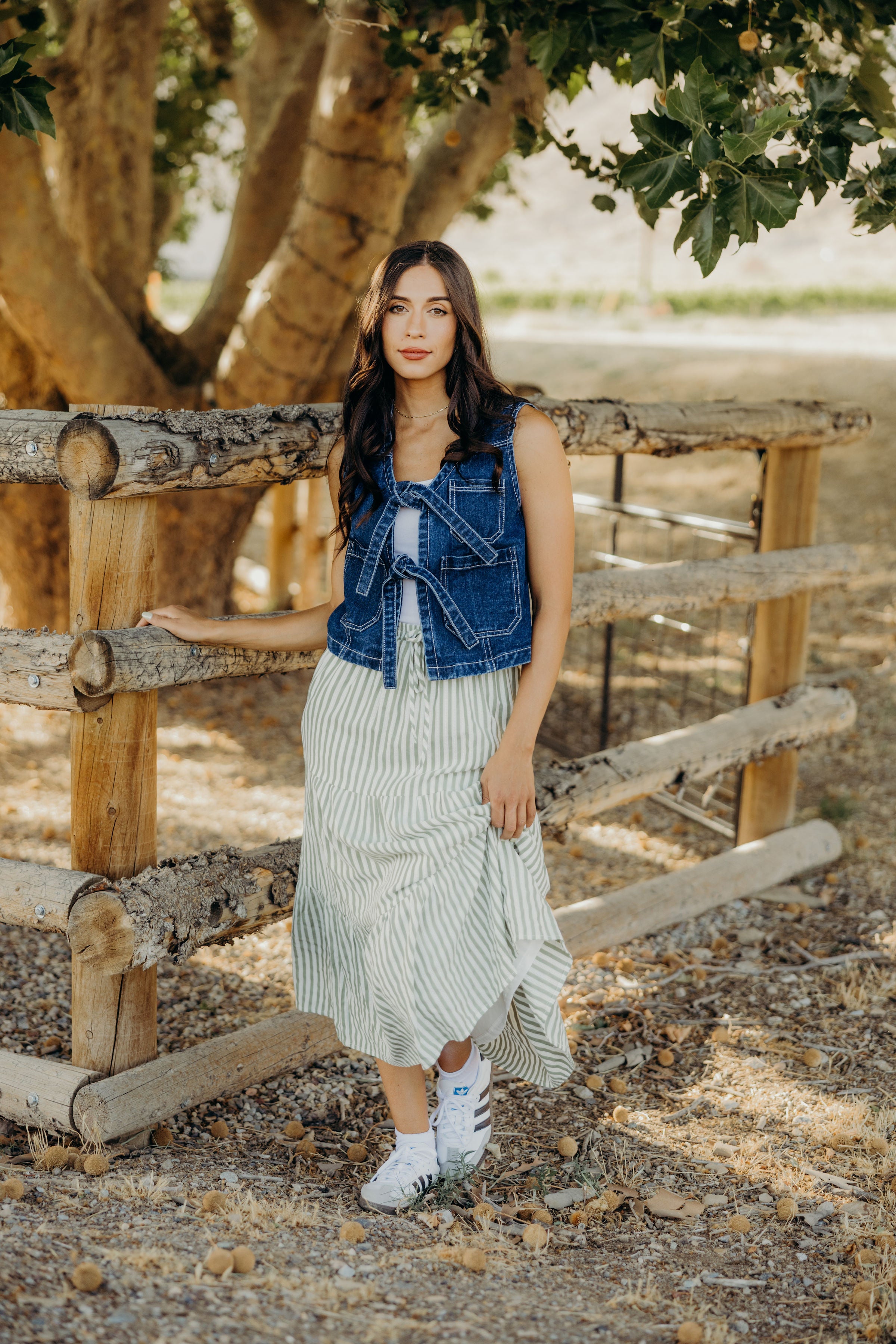 TIERED FULL SKIRT IN GREEN RIBBON