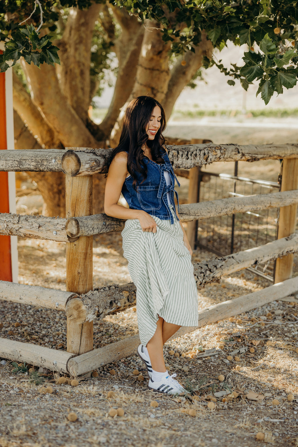 TIERED FULL SKIRT IN GREEN RIBBON