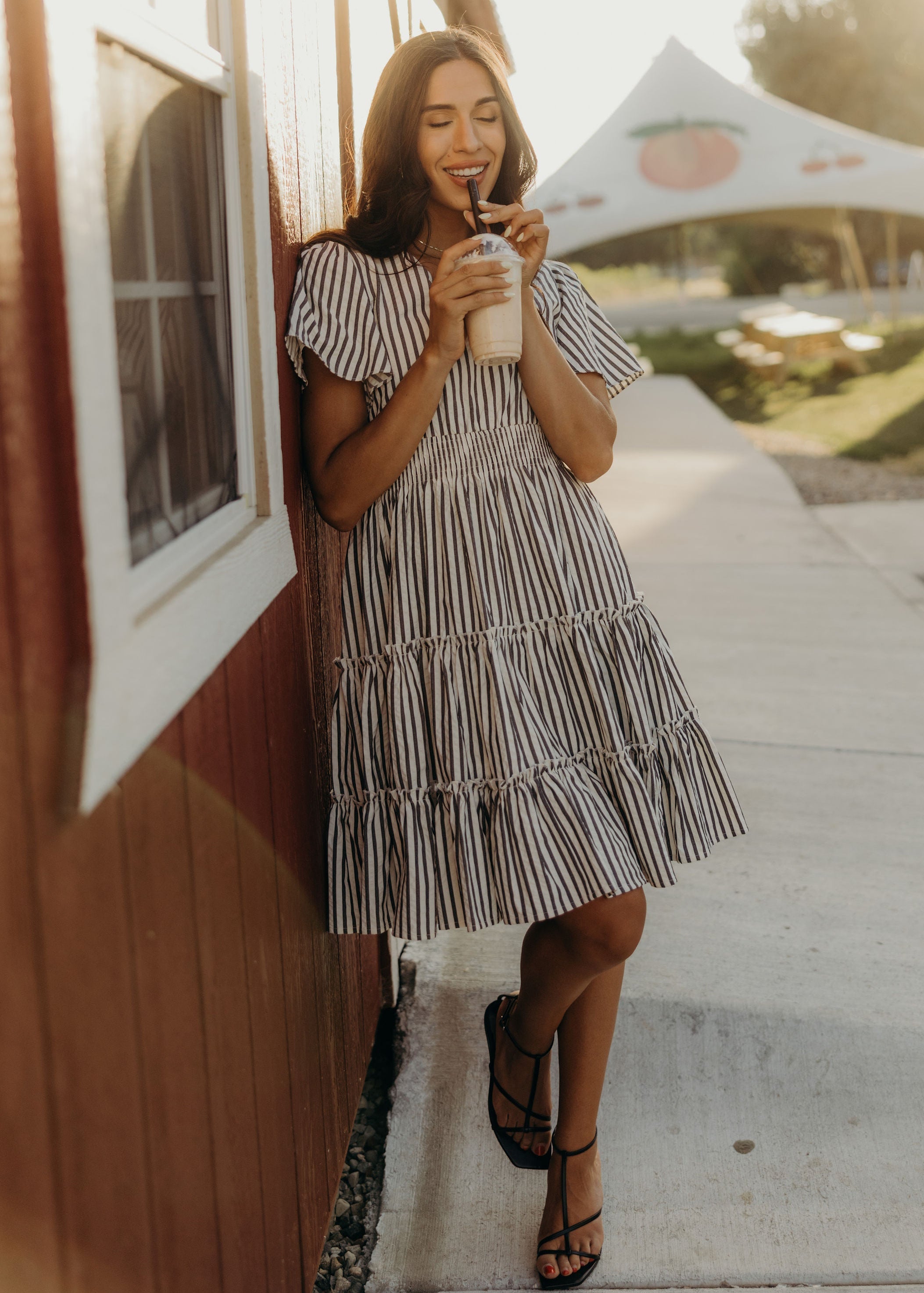 THE JEMMA IN CHARCOAL STRIPE FINAL SALE