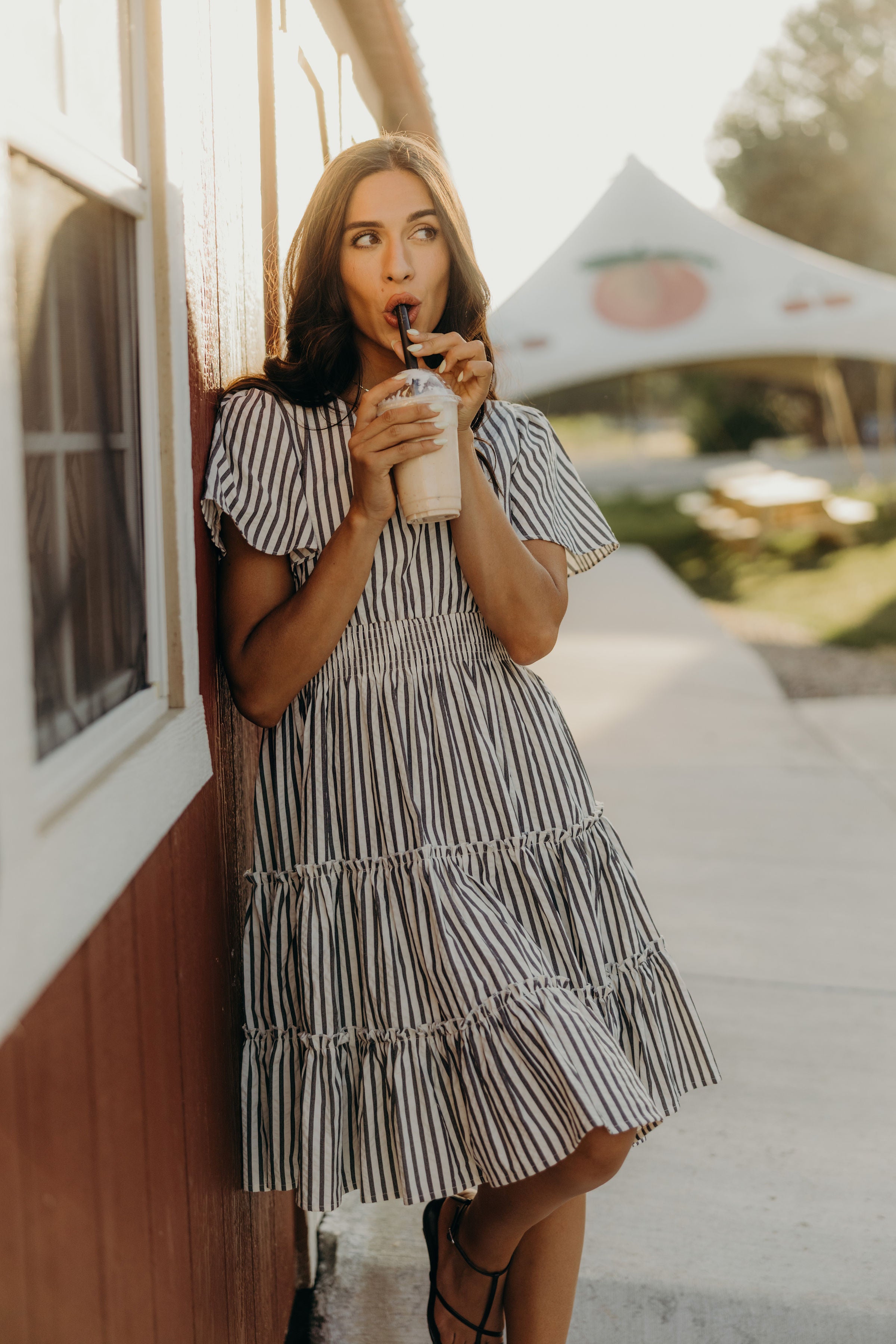 THE JEMMA IN CHARCOAL STRIPE FINAL SALE