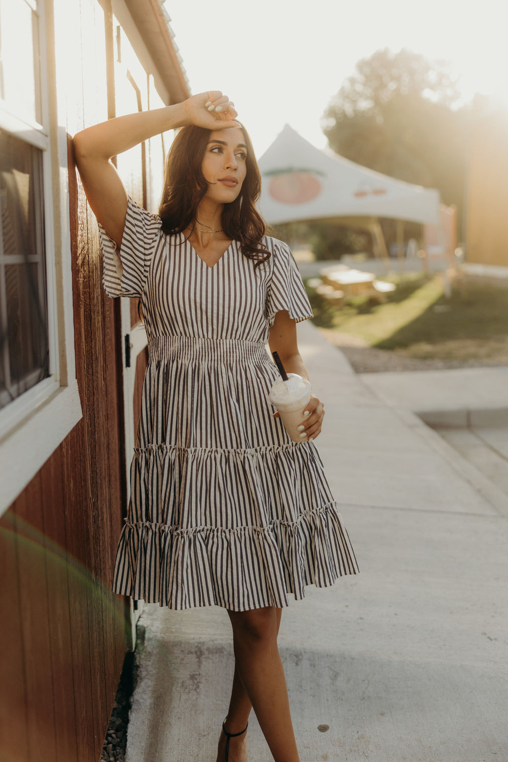 THE JEMMA IN CHARCOAL STRIPE FINAL SALE