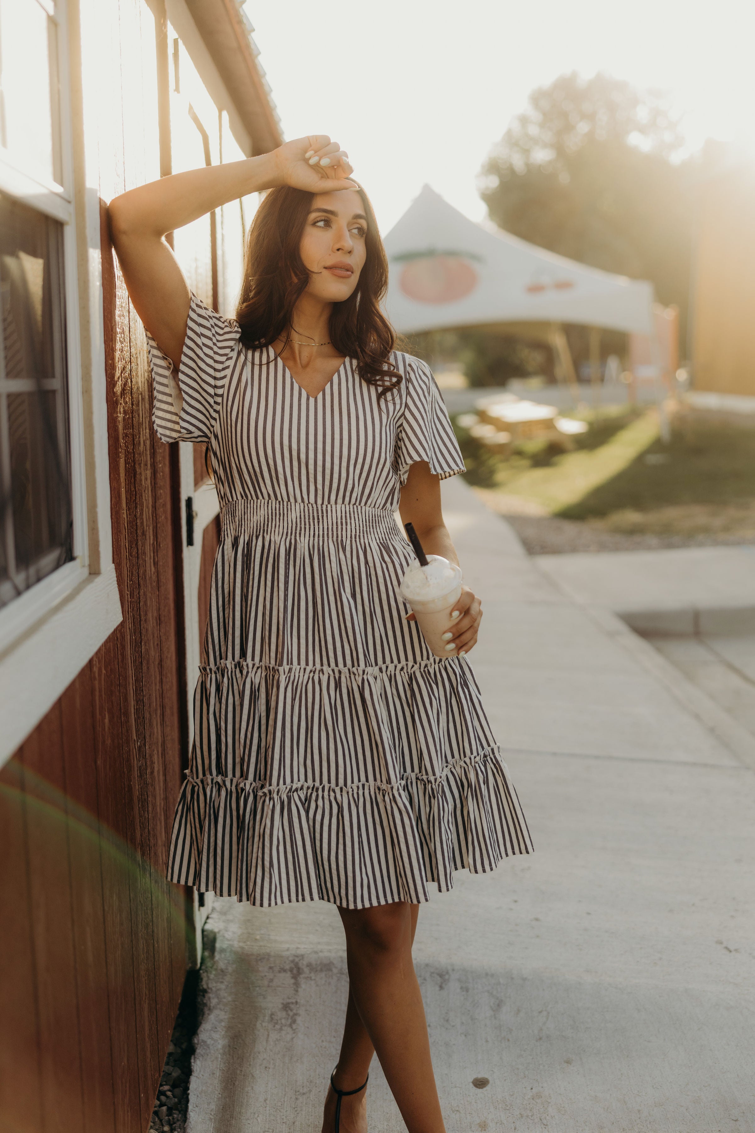 THE JEMMA IN CHARCOAL STRIPE FINAL SALE