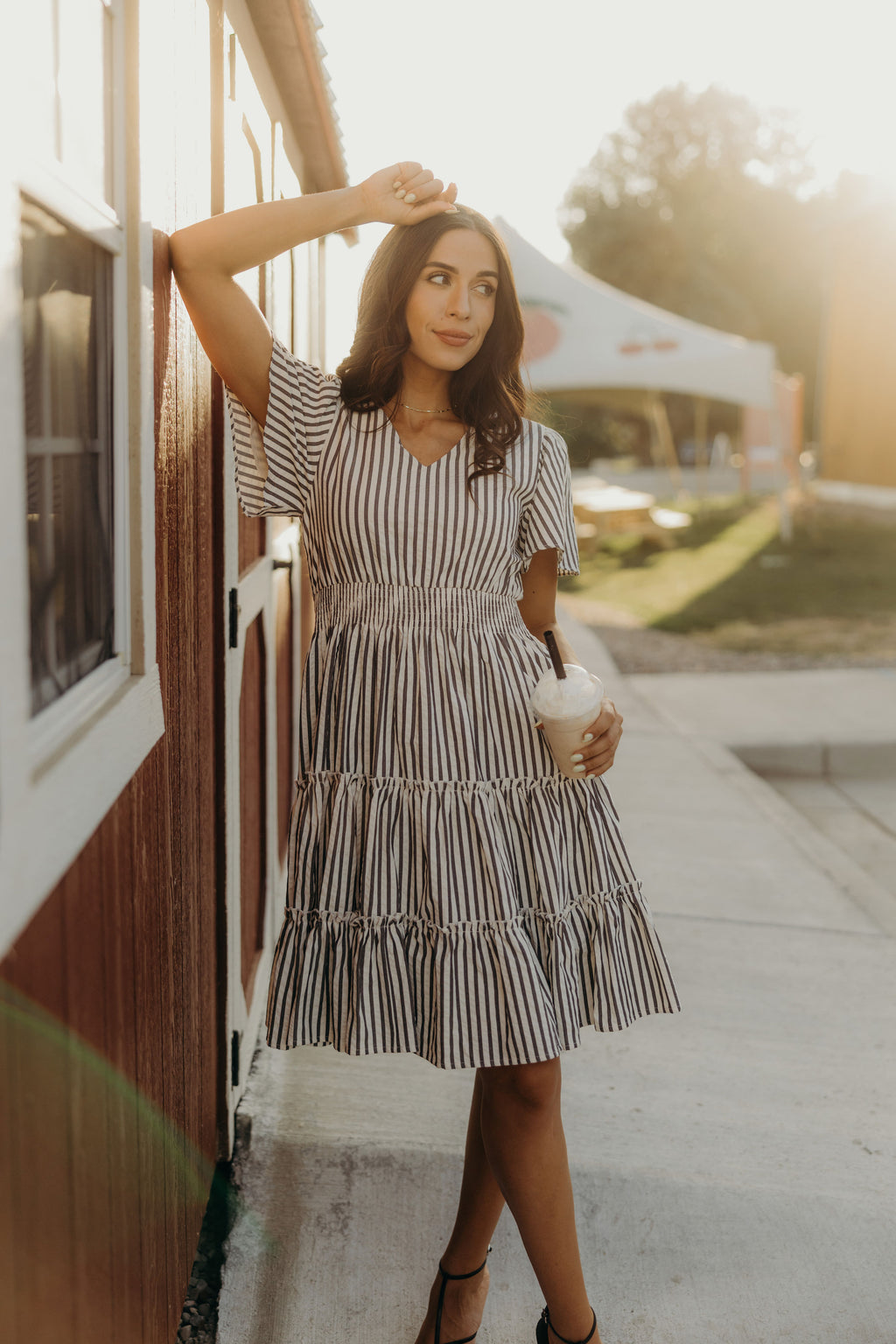 THE JEMMA IN CHARCOAL STRIPE FINAL SALE