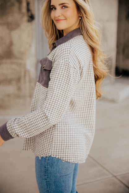 HOUNDSTOOTH CORDUROY JACKET IN SLATE FINAL SALE