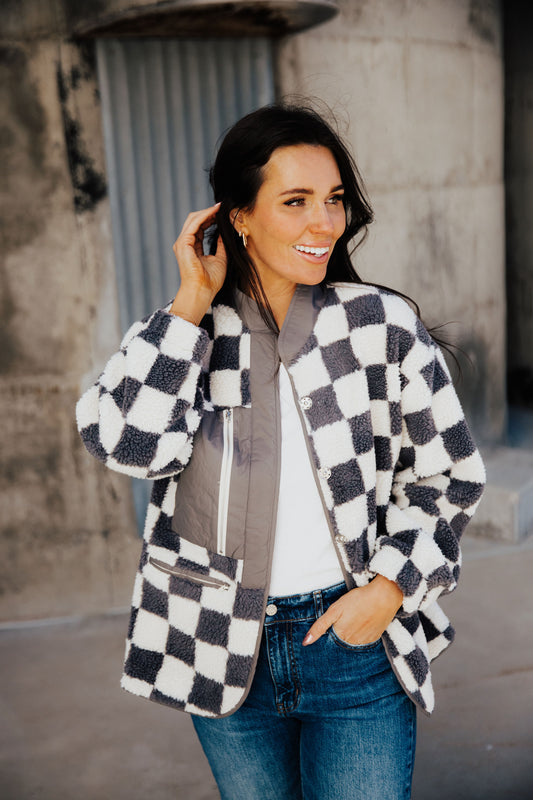 CHECKERED JACKET IN CHARCOAL