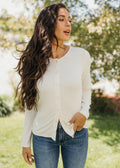 POINTELLE BUTTON CARDIGAN IN BUTTER FINAL SALE