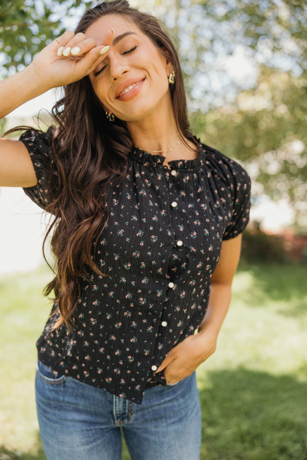 ROMANTIC RUFFLE BLOUSE IN BLACKBERRY PETAL