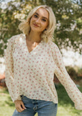 BOHO BUTTON BLOUSE IN PETAL POETRY