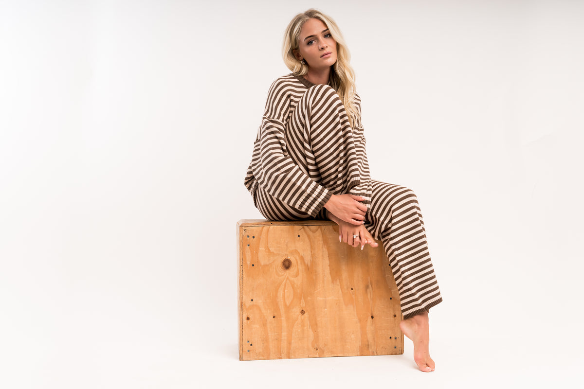 CAMPUS SWEATER PANT IN IVY STRIPE