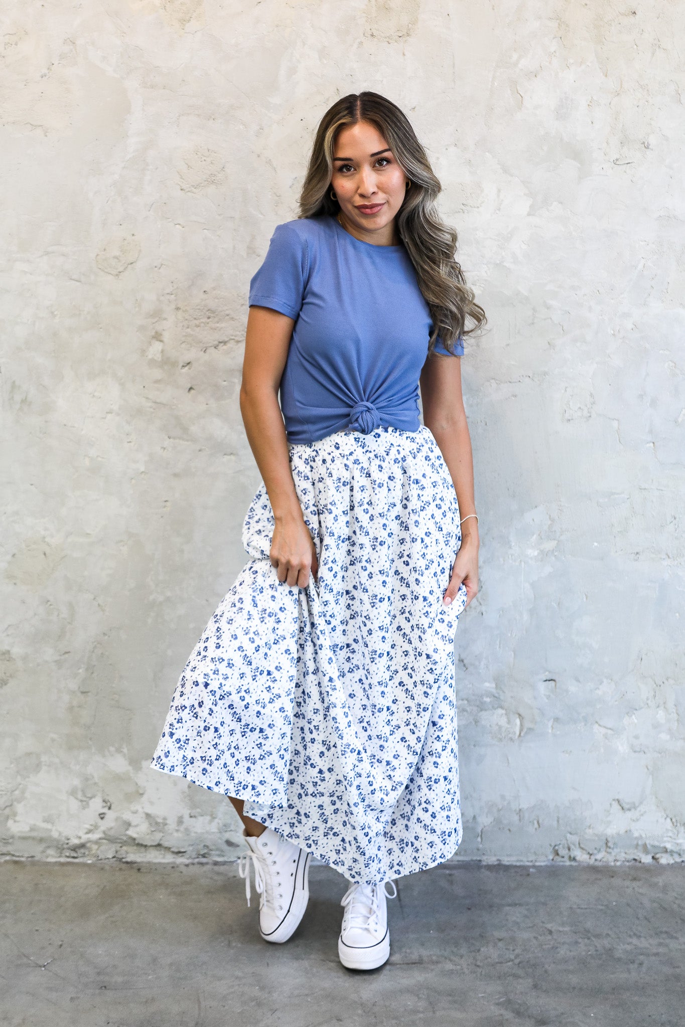 MAXI SKIRT IN BLUE PANSY FINAL SALE