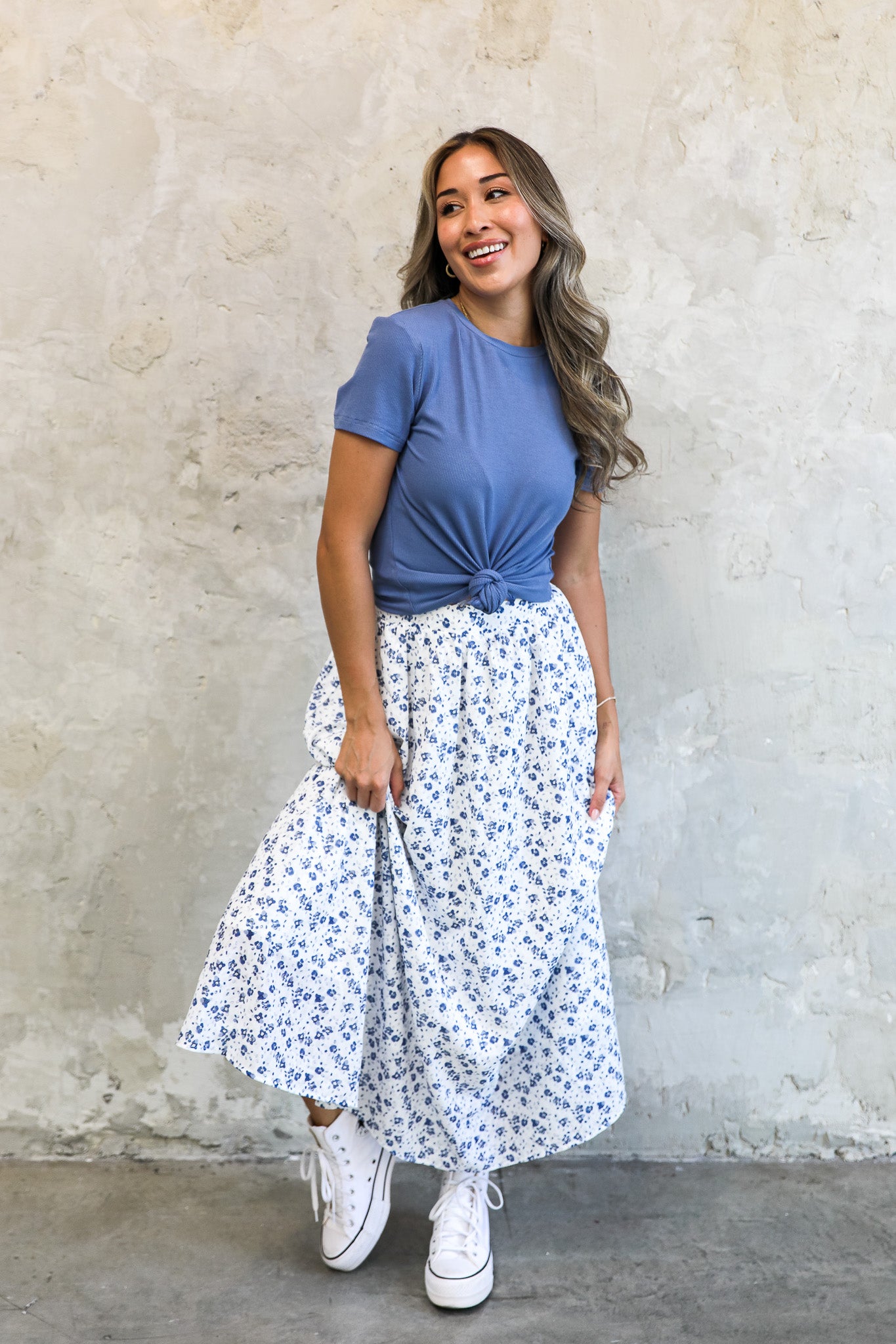 MAXI SKIRT IN BLUE PANSY FINAL SALE