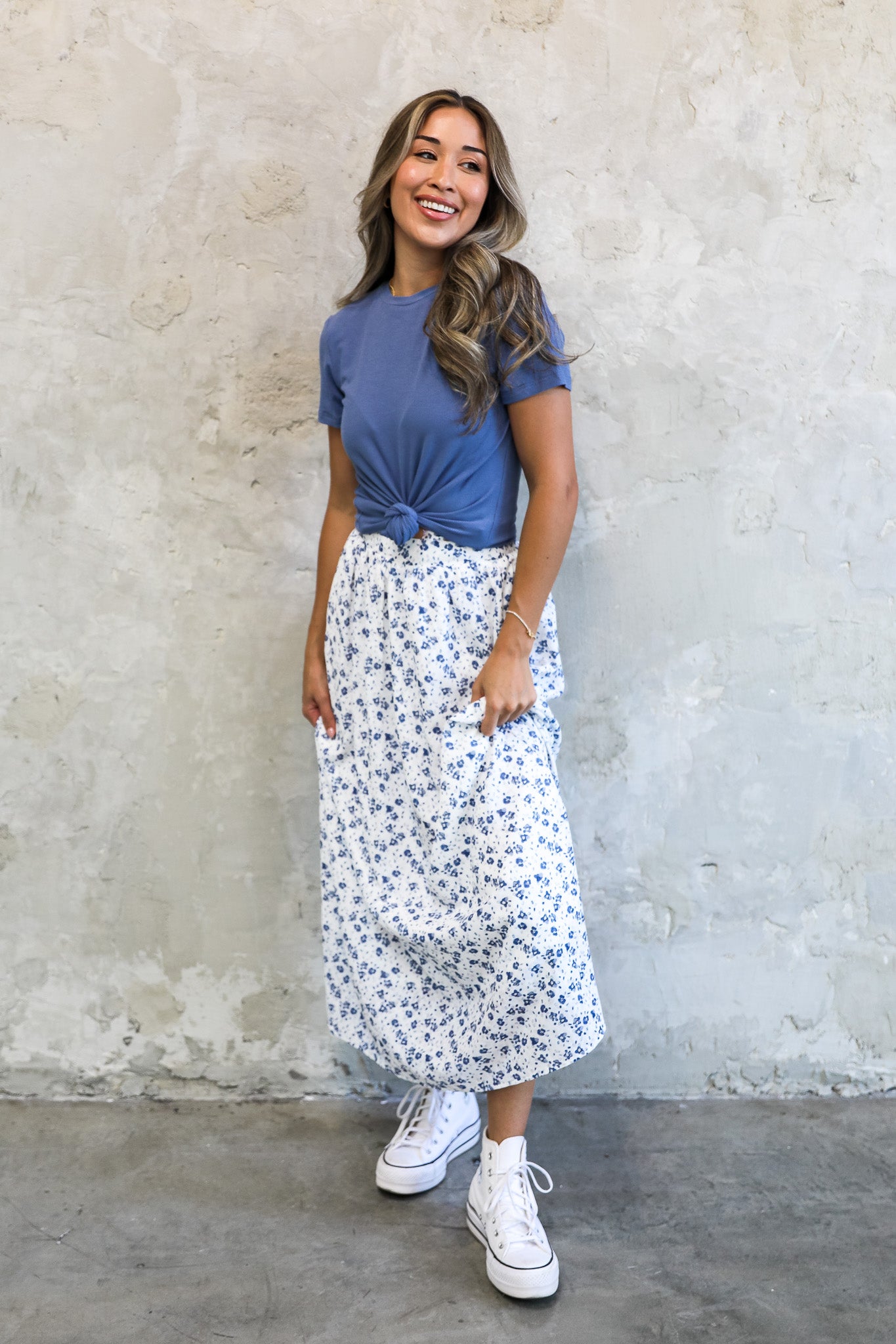 MAXI SKIRT IN BLUE PANSY FINAL SALE