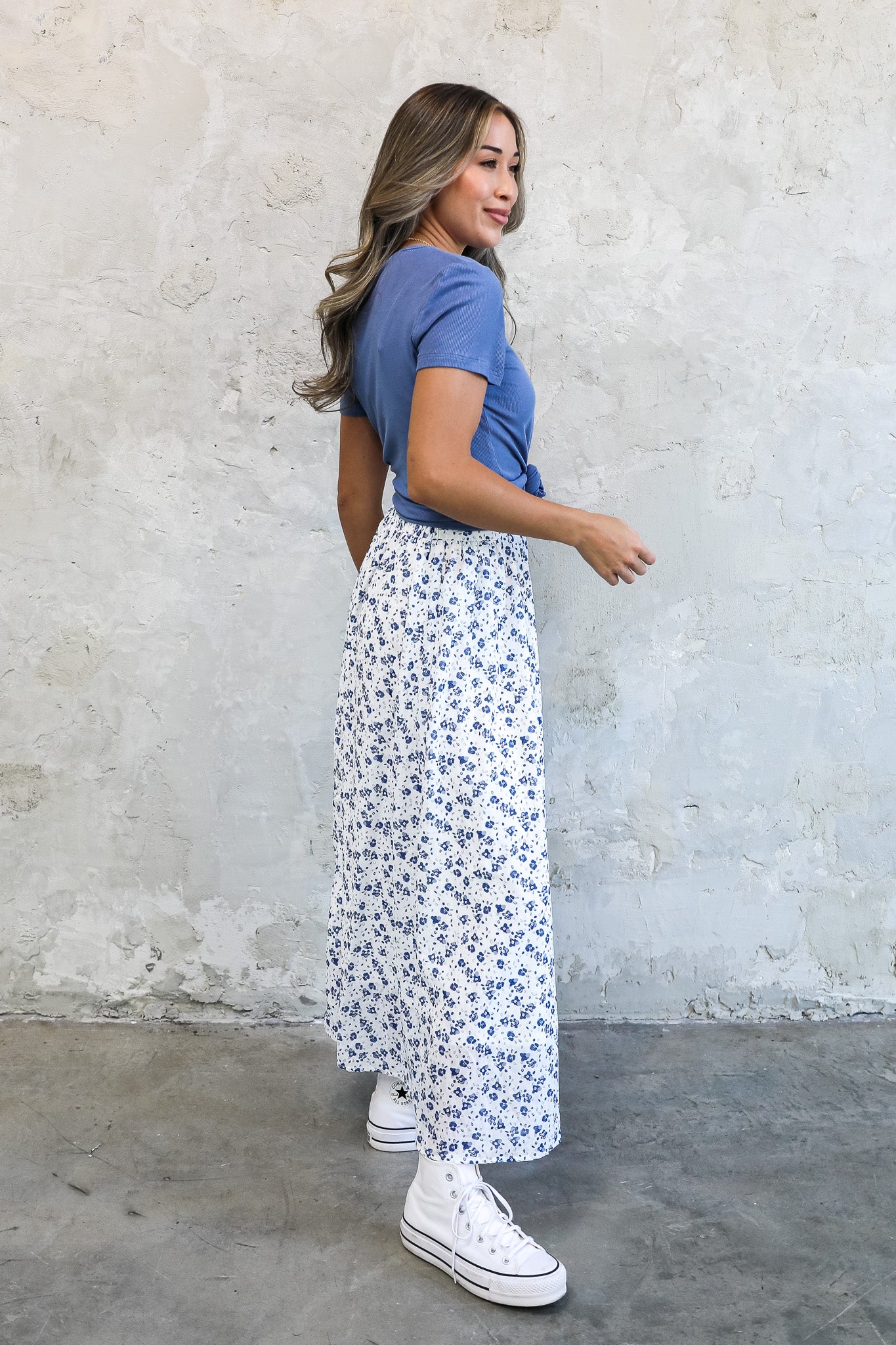 MAXI SKIRT IN BLUE PANSY FINAL SALE