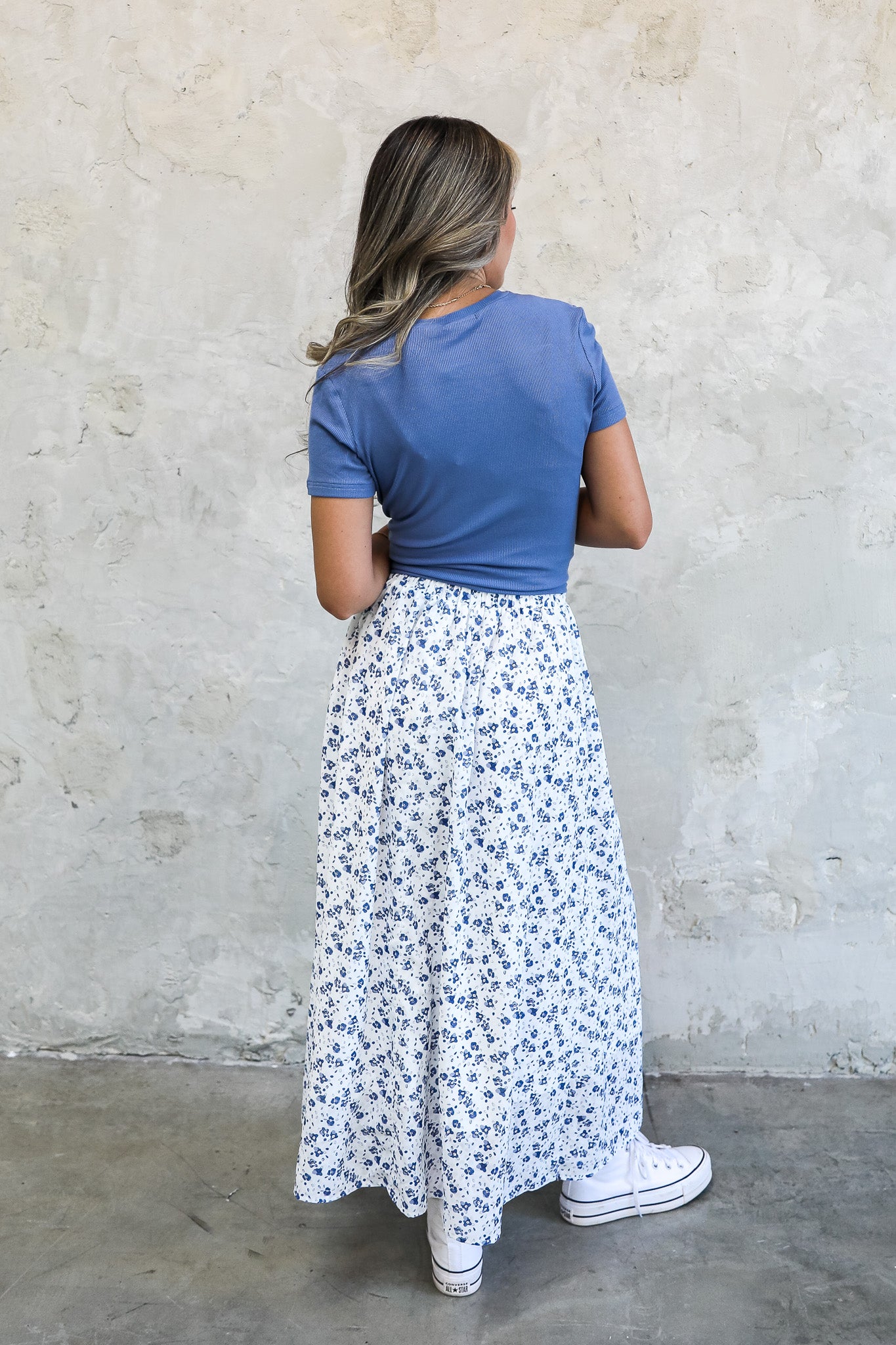 MAXI SKIRT IN BLUE PANSY FINAL SALE