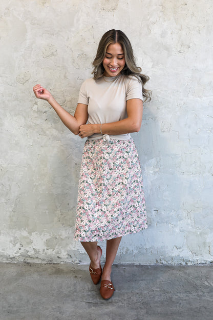 MIDI SLIP SKIRT IN DUSTY PINK FINAL SALE