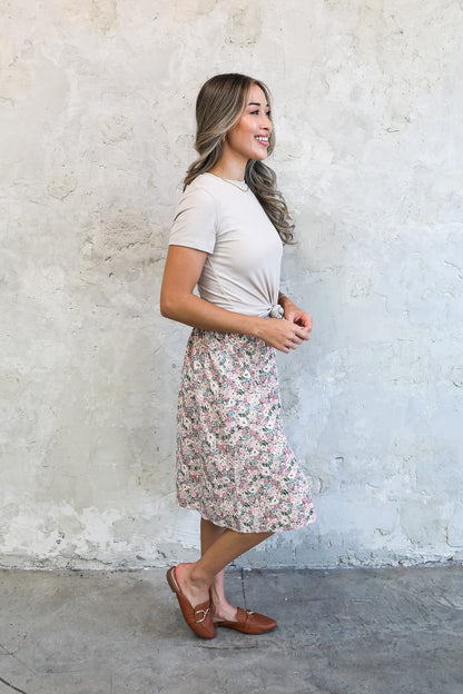 MIDI SLIP SKIRT IN DUSTY PINK FINAL SALE