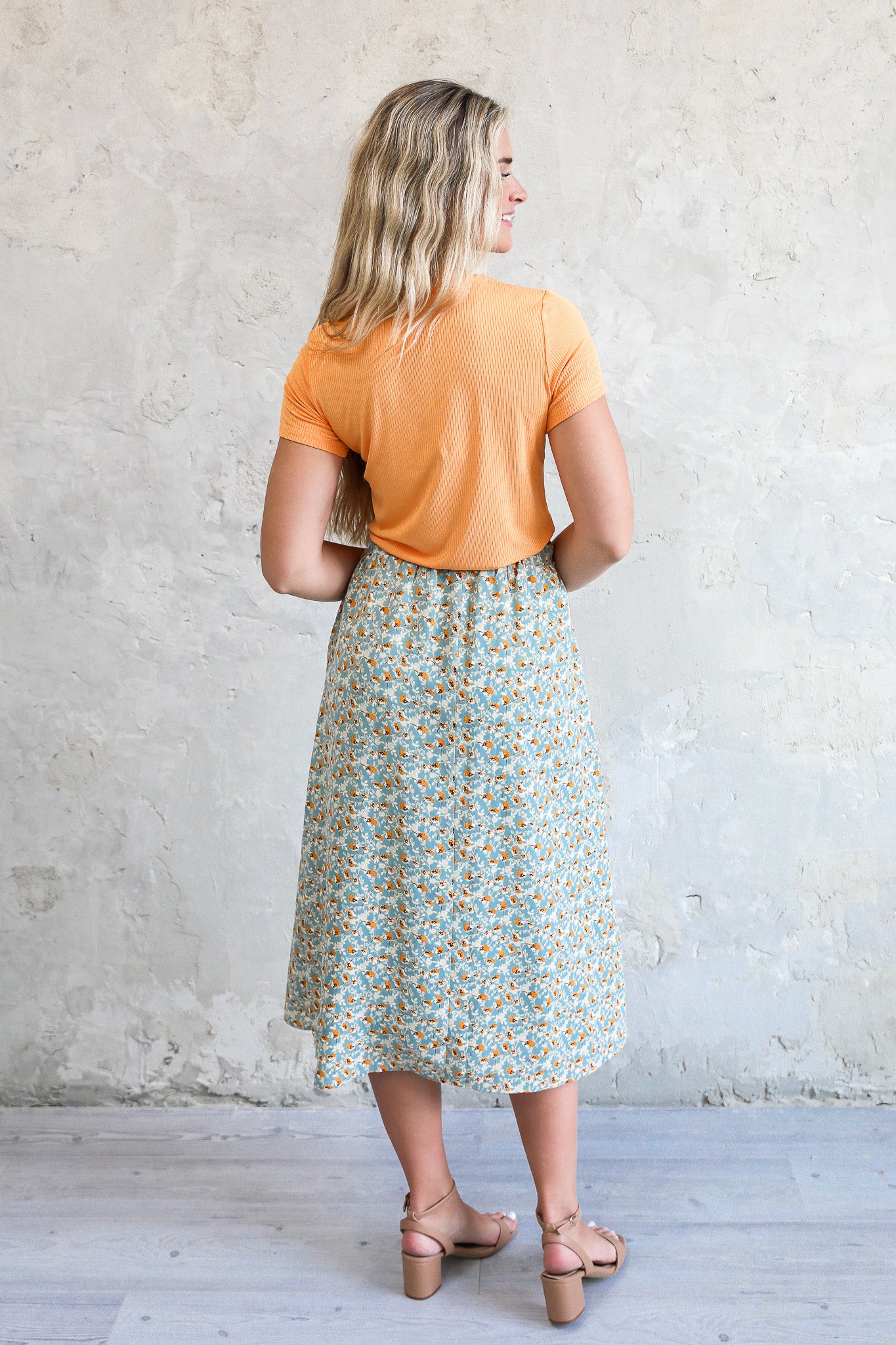 MAXI SLIP SKIRT IN MARIGOLD BLOSSOM FINAL