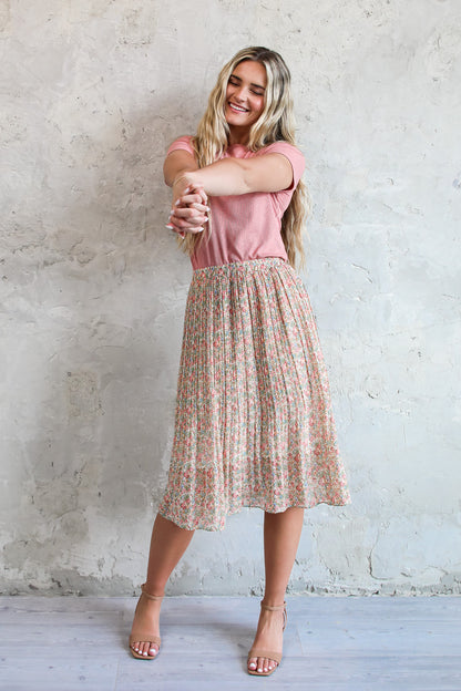 PLEATED MIDI SKIRT IN COLOR POP FINAL SALE