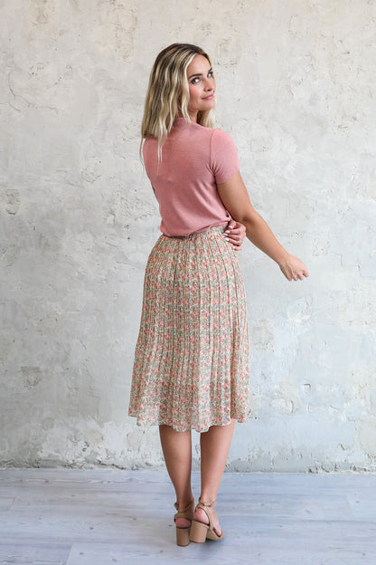 PLEATED MIDI SKIRT IN COLOR POP FINAL SALE