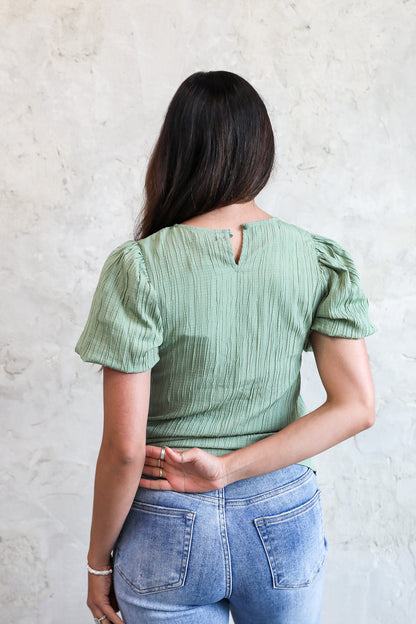 PUFF SLEEVE TOP IN DILL FINAL SALE