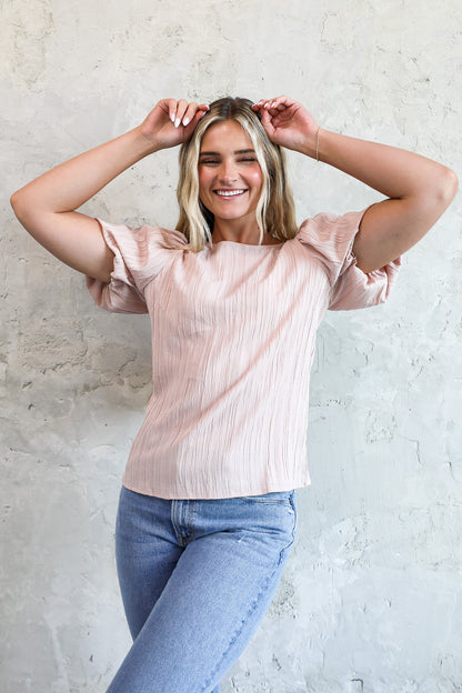 PUFF SLEEVE TOP IN ROSEWATER FINAL SALE