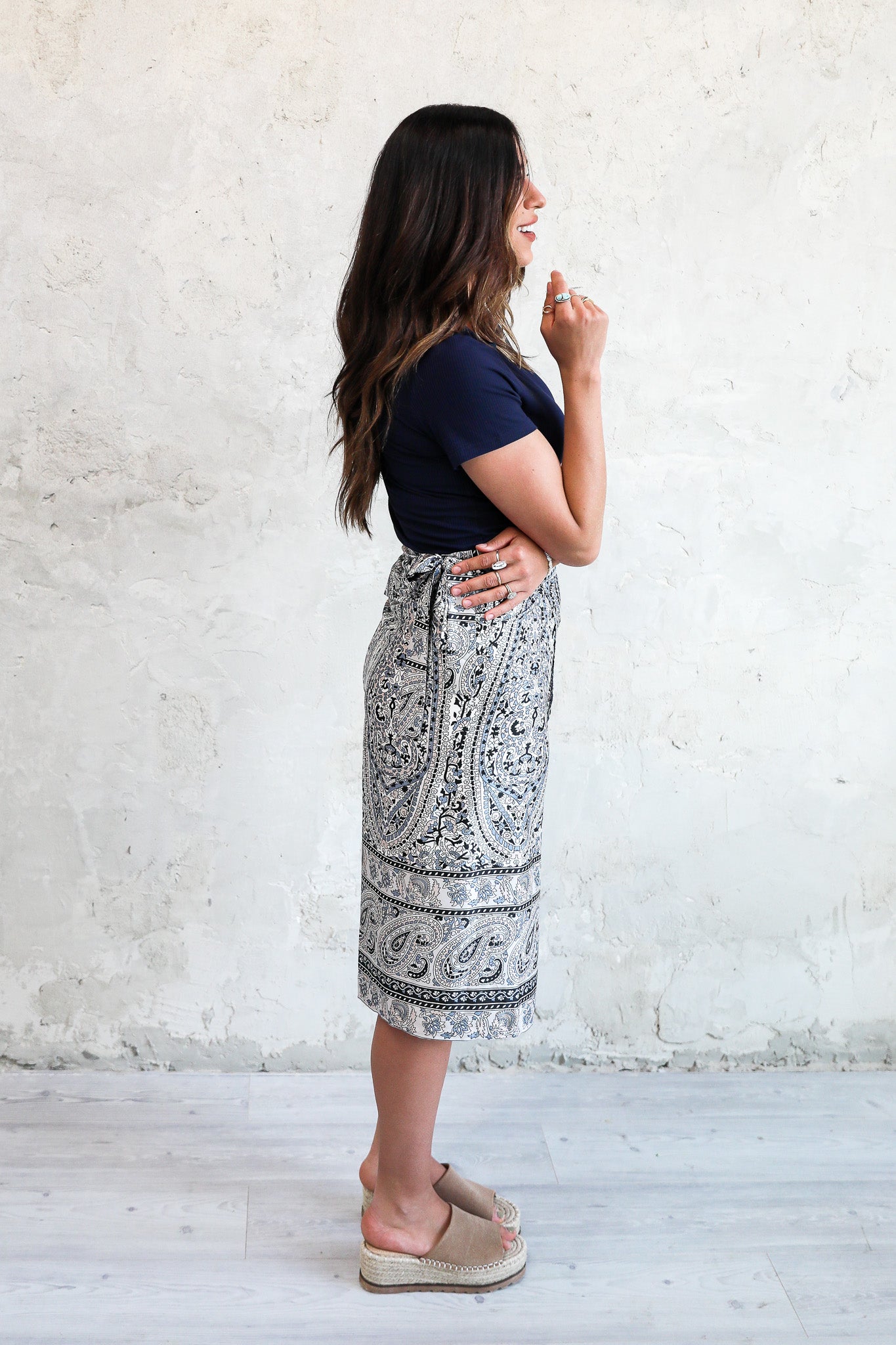 WRAP SKIRT IN PERIWINKLE PAISLEY FINAL SALE