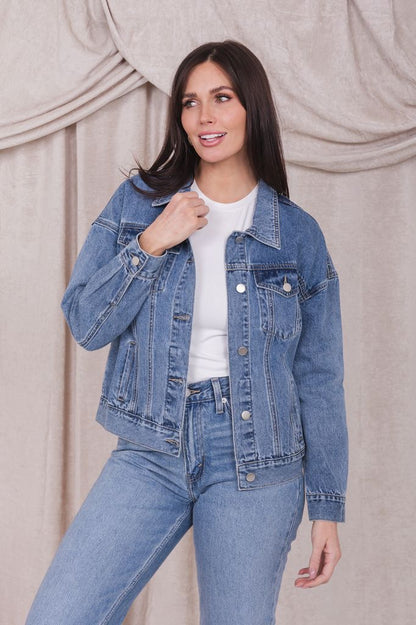 DENIM JACKET IN MEDIUM WASH FINAL SALE